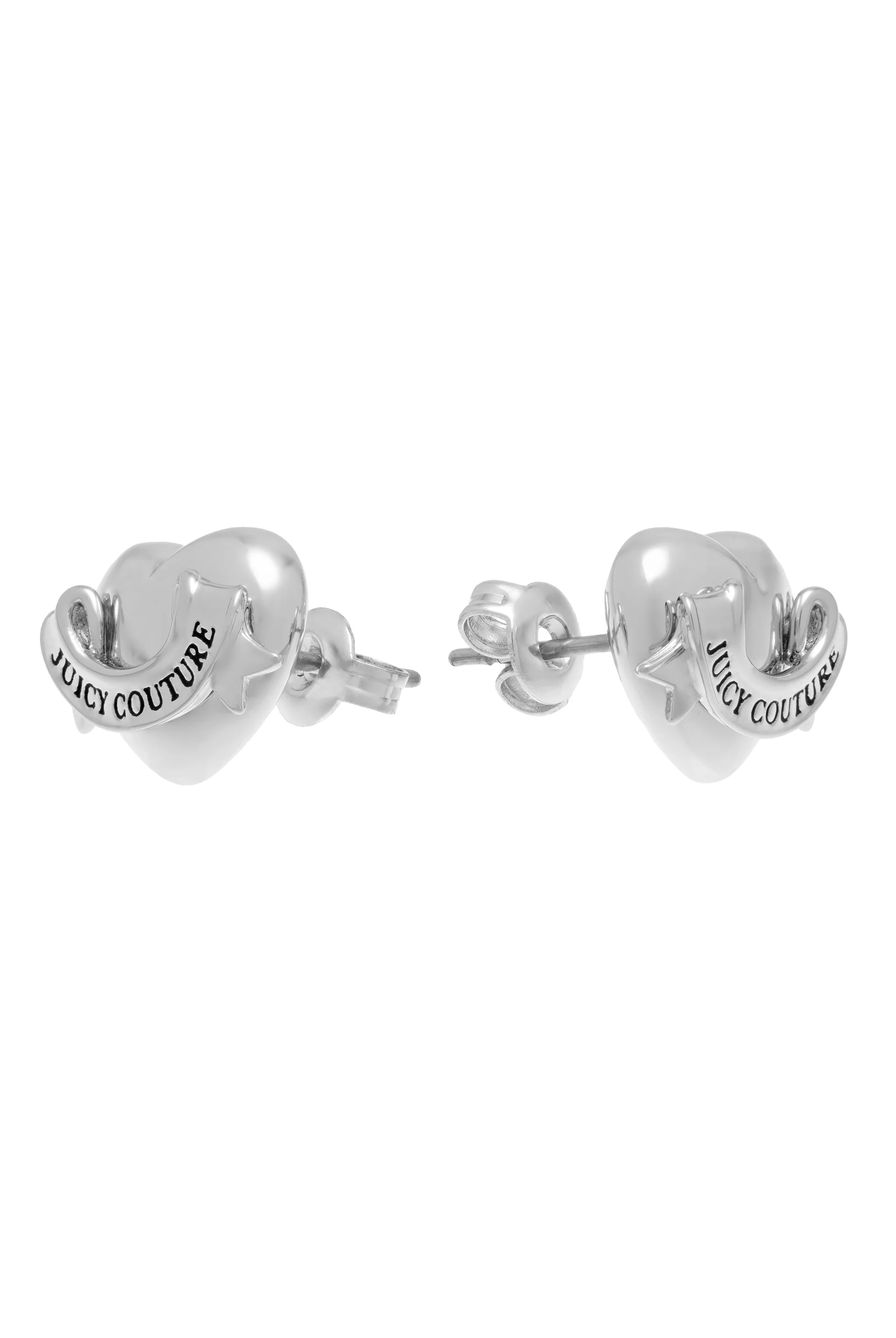 SILVER TONE ICON HEART STUD EARRINGS - Image 5
