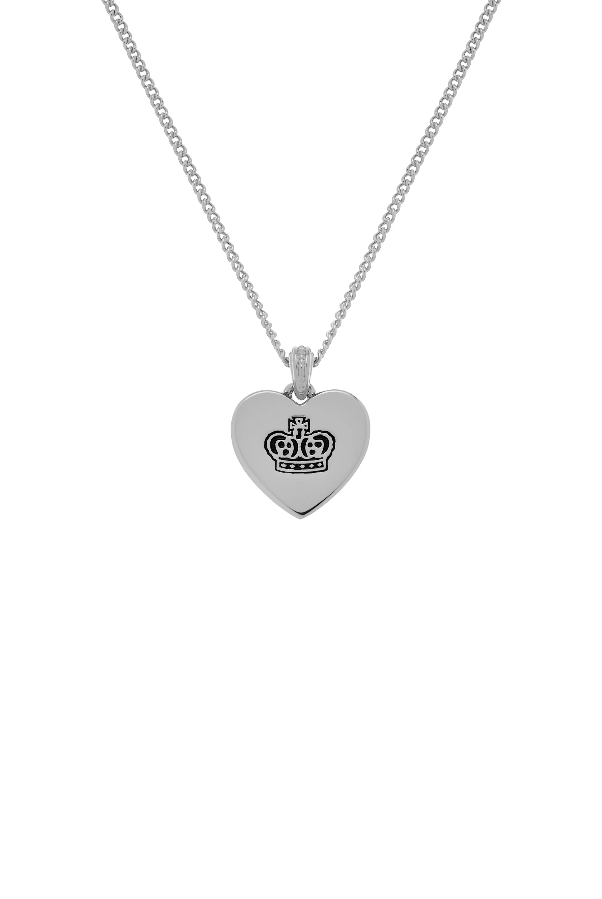 SILVER TONE JUICY COUTURE REVERSIBLE HEART PENDANT NECKLACE - Image 4