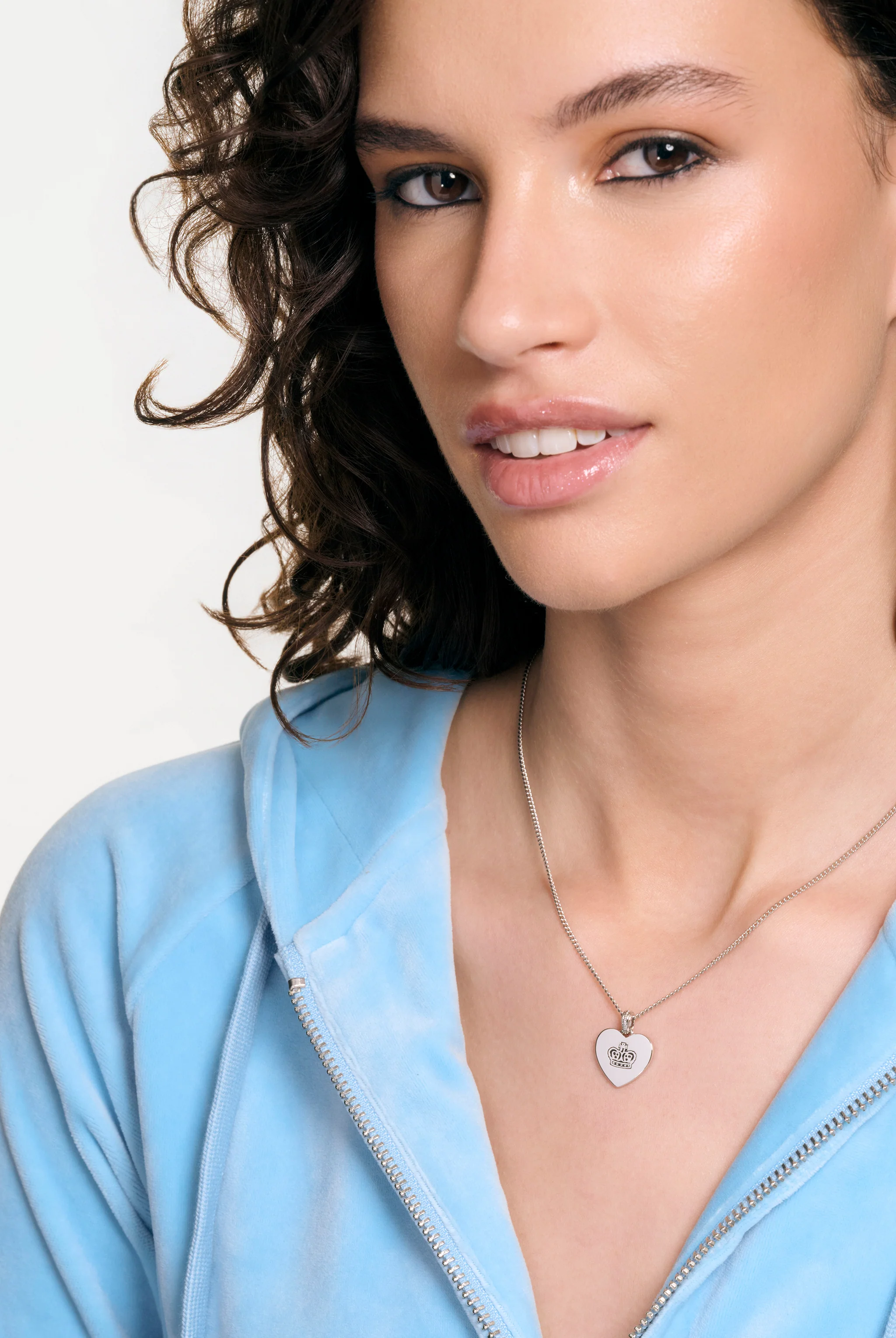 SILVER TONE JUICY COUTURE REVERSIBLE HEART PENDANT NECKLACE - Image 5