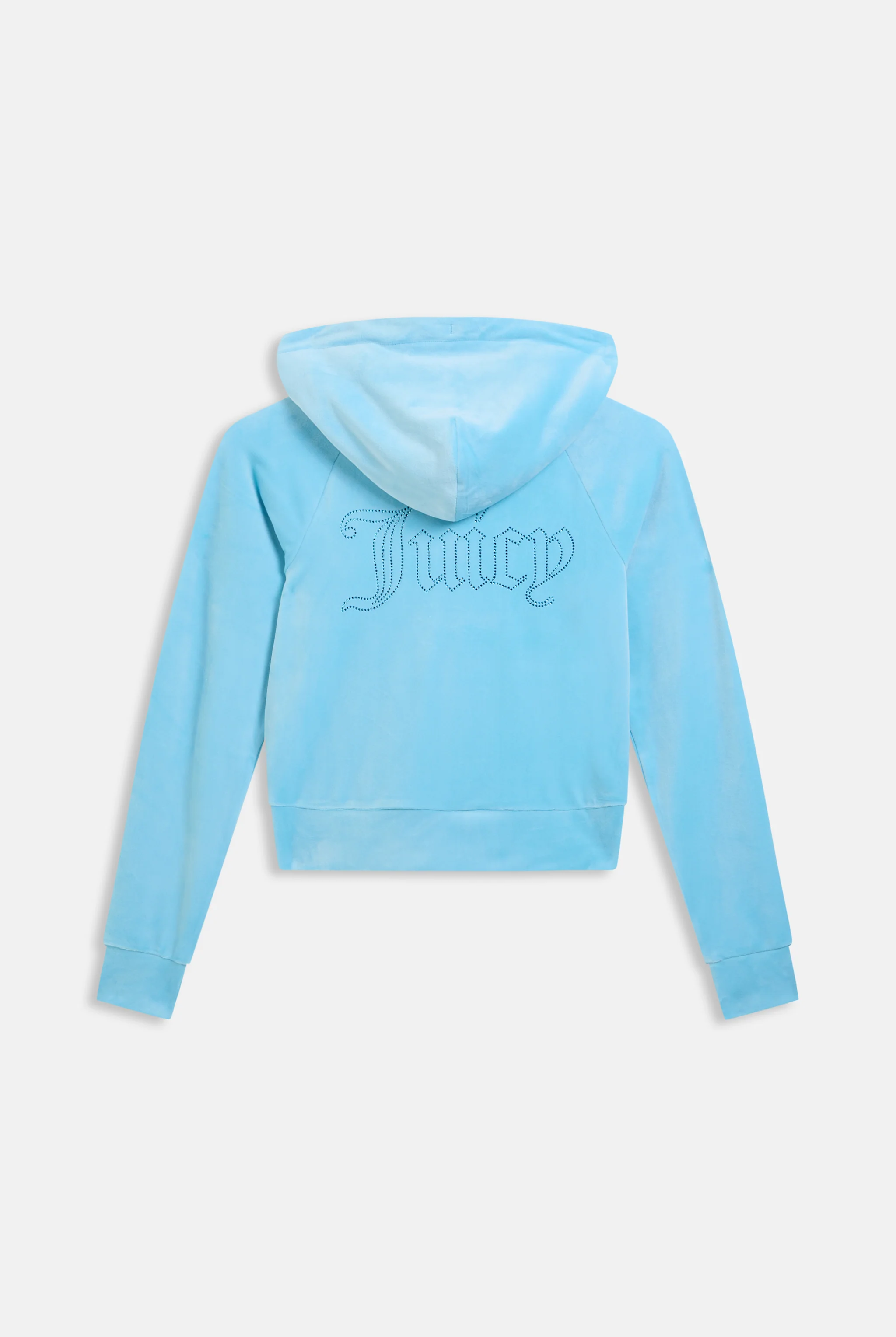 SKY BLUE OUTLINE DIAMANTÉ VELOUR ZIP-THROUGH HOODIE - Image 9