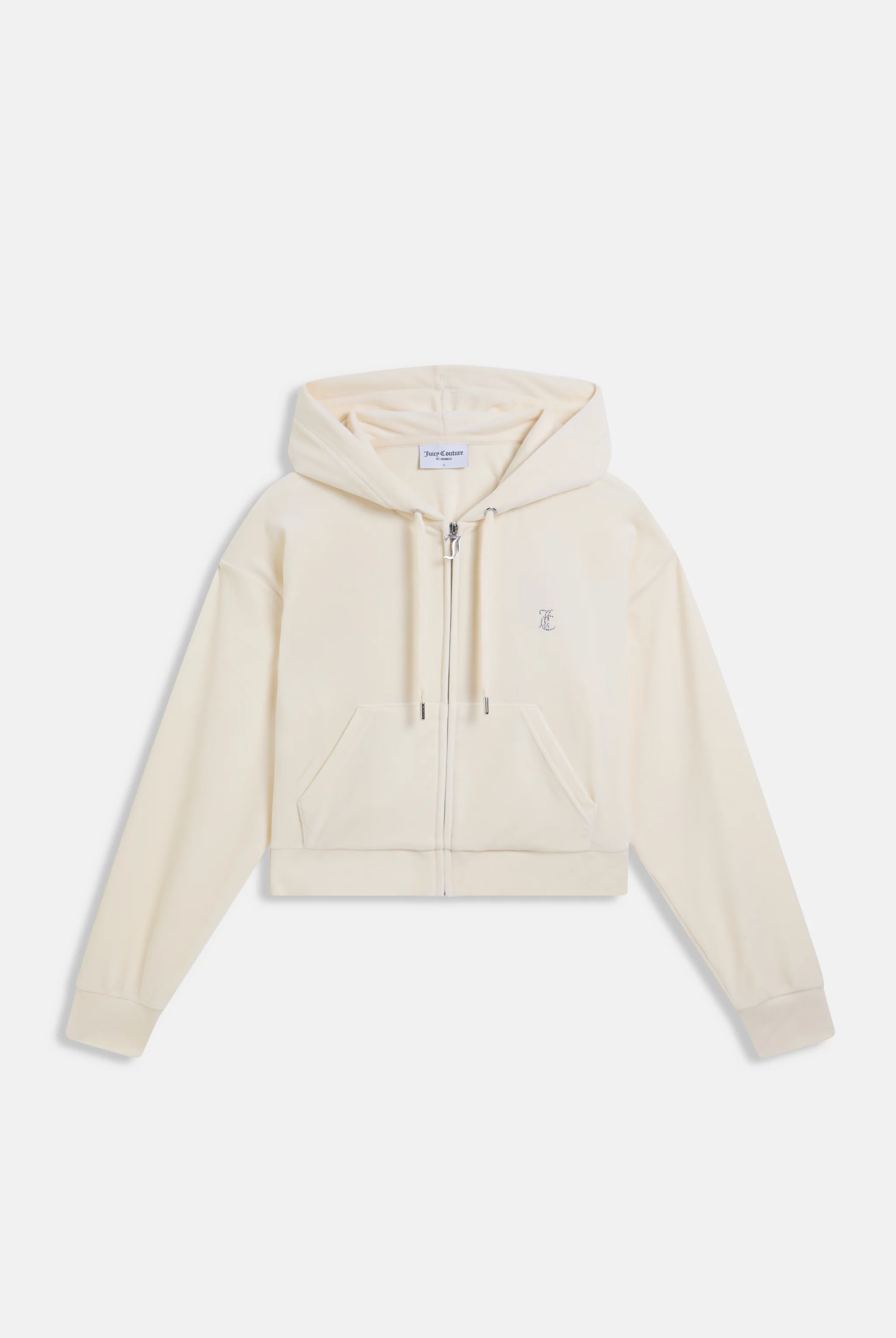 CREAM OUTLINE DIAMANTÉ OVERSIZED CROPPED HOODIE - Image 2