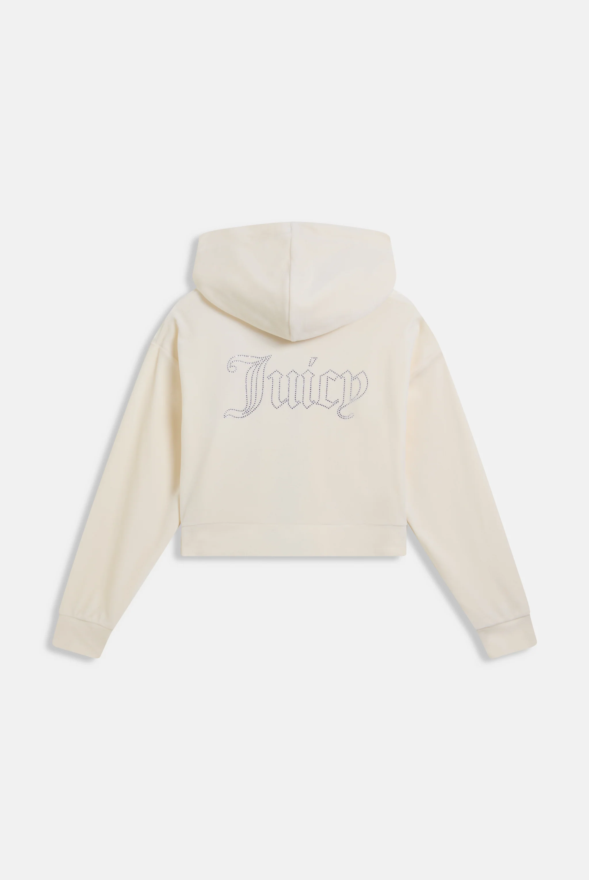 CREAM OUTLINE DIAMANTÉ OVERSIZED CROPPED HOODIE - Image 4