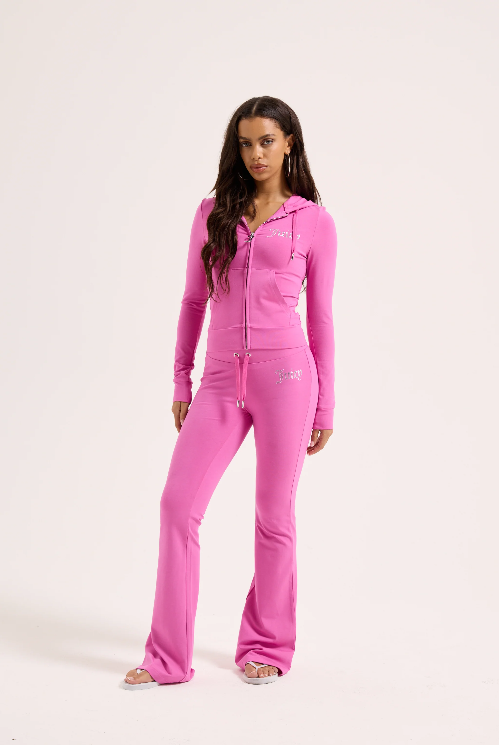 SUPER PINK DIAMANTÉ LUXURY JERSEY LOW RISE PANT - Image 2