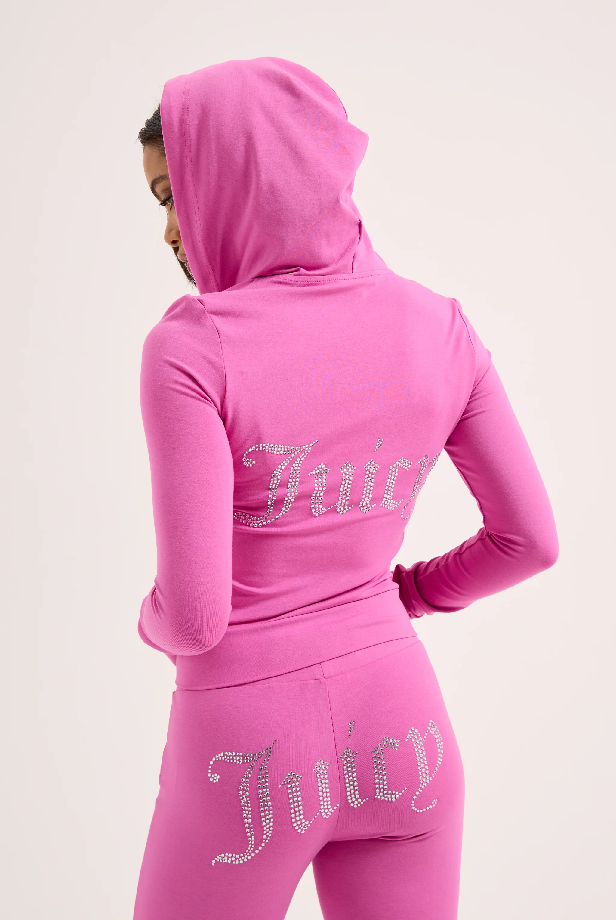 SUPER PINK DIAMANTÉ LUXURY JERSEY LOW RISE PANT - Image 4