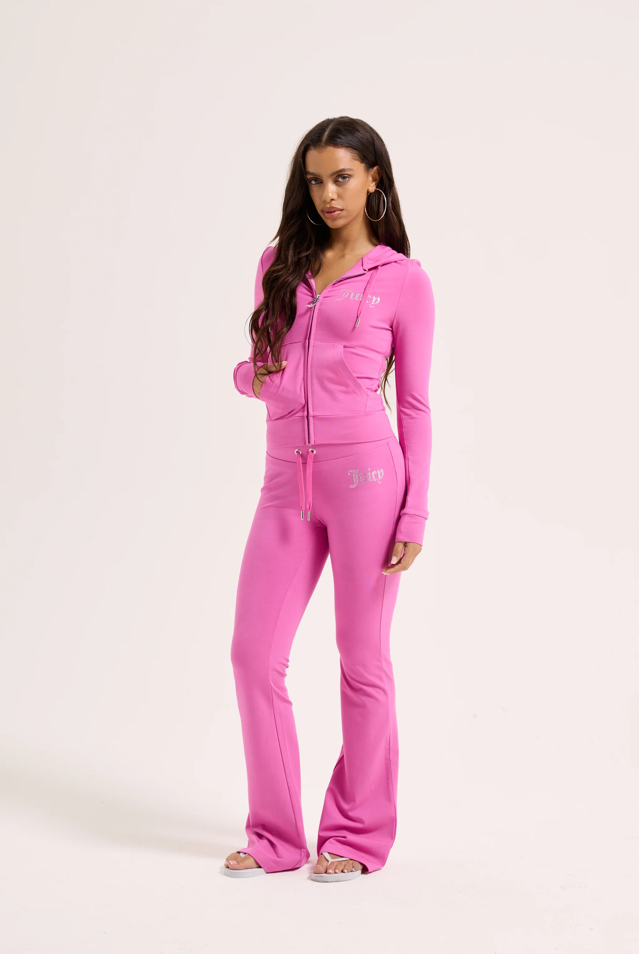 SUPER PINK DIAMANTÉ LUXURY JERSEY LOW RISE PANT - Image 7