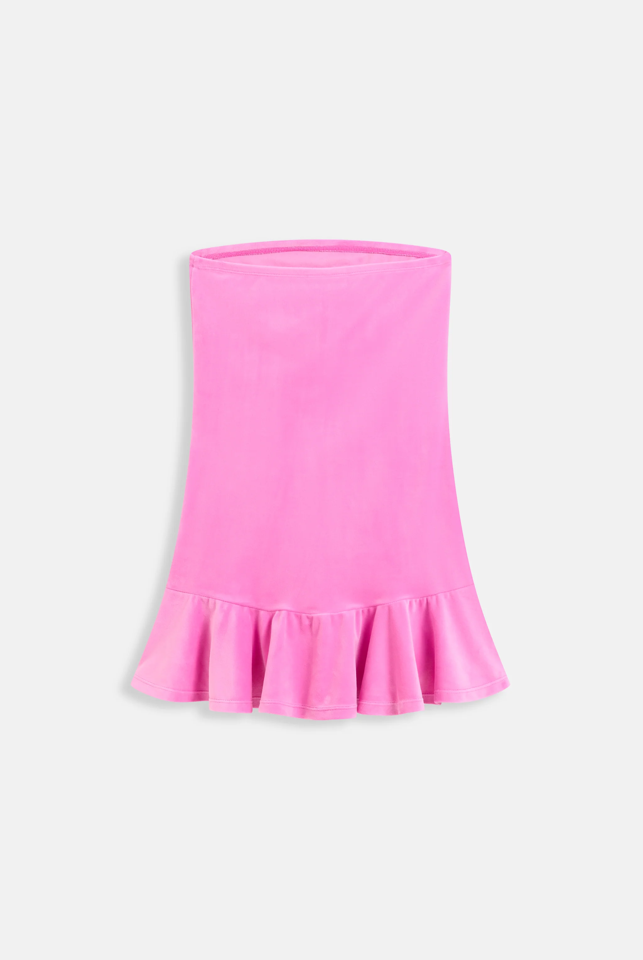 SUPER PINK BANDEAU RUFFLE VELOUR DRESS - Image 10
