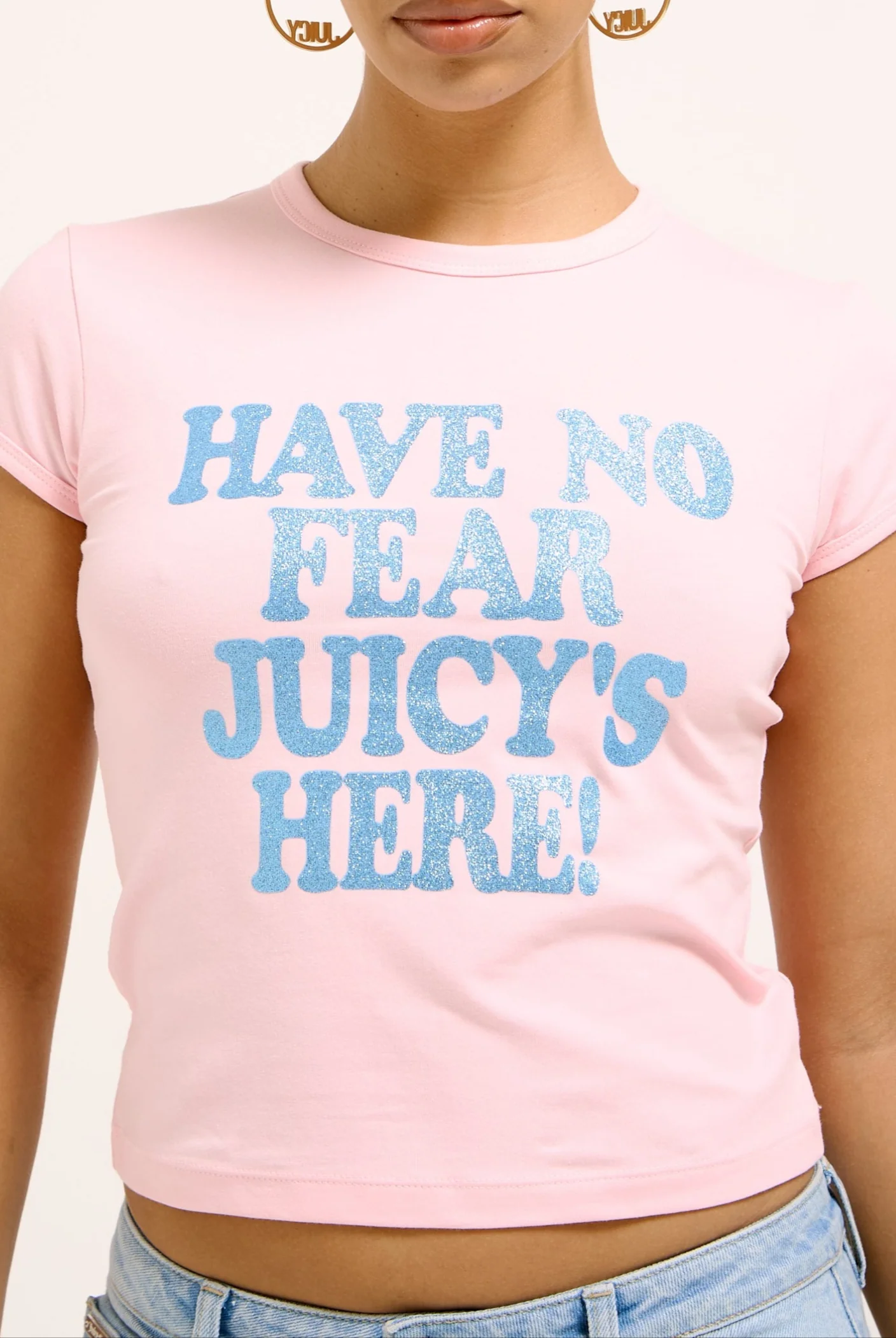 THE ICONS | JUICY PINK 'HAVE NO FEAR' BABY TEE - Image 2