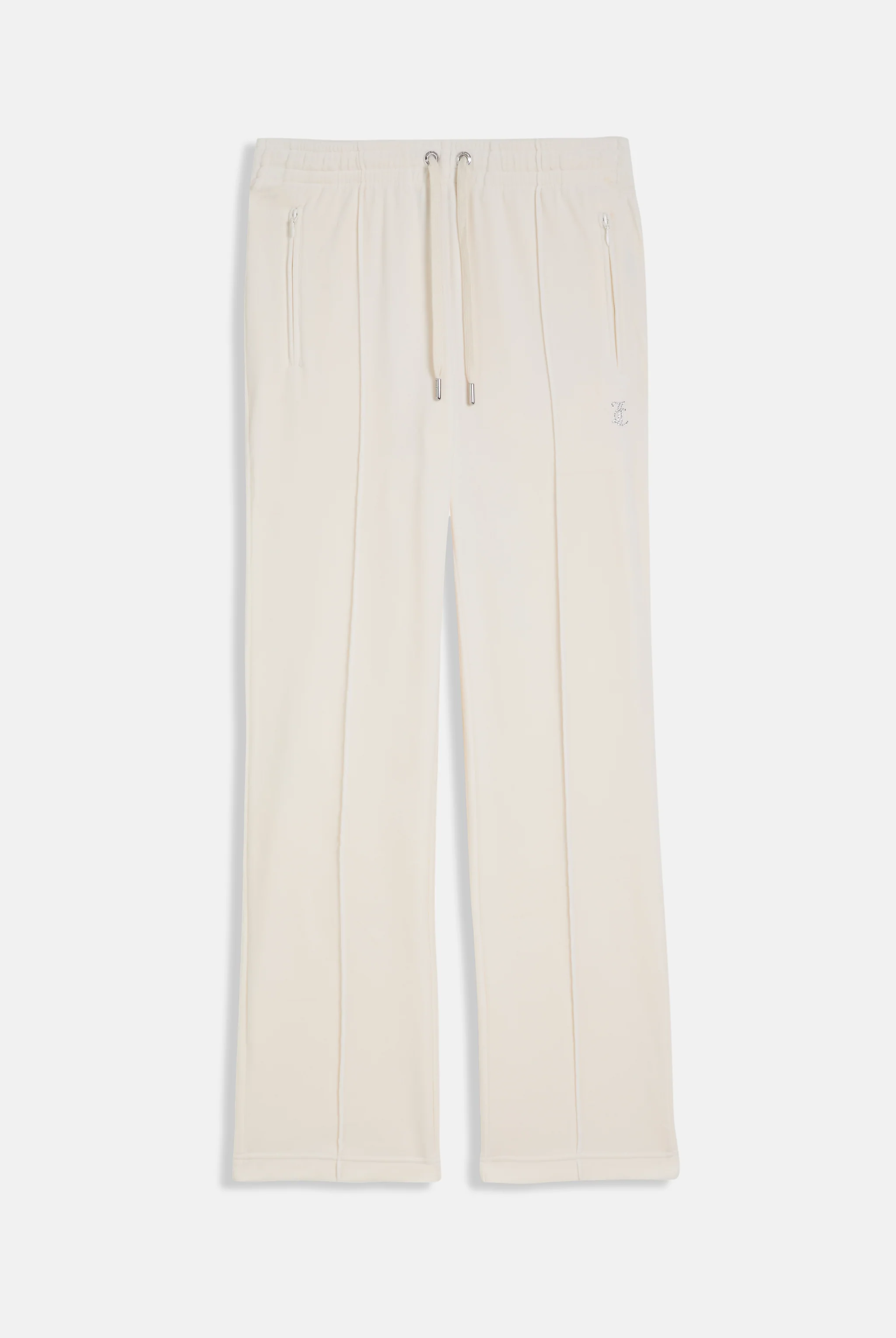 CREAM VELOUR OUTLINE DIAMANTÉ TRACKSUIT BOTTOM - Image 2