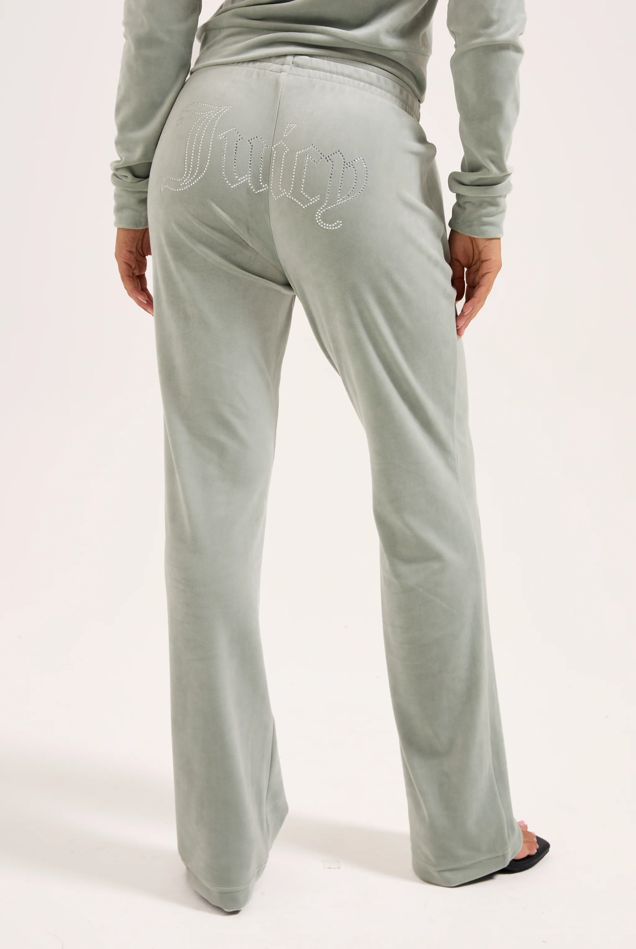 PURITAN GREY VELOUR OUTLINE DIAMANTÉ TRACKSUIT BOTTOM - Image 7