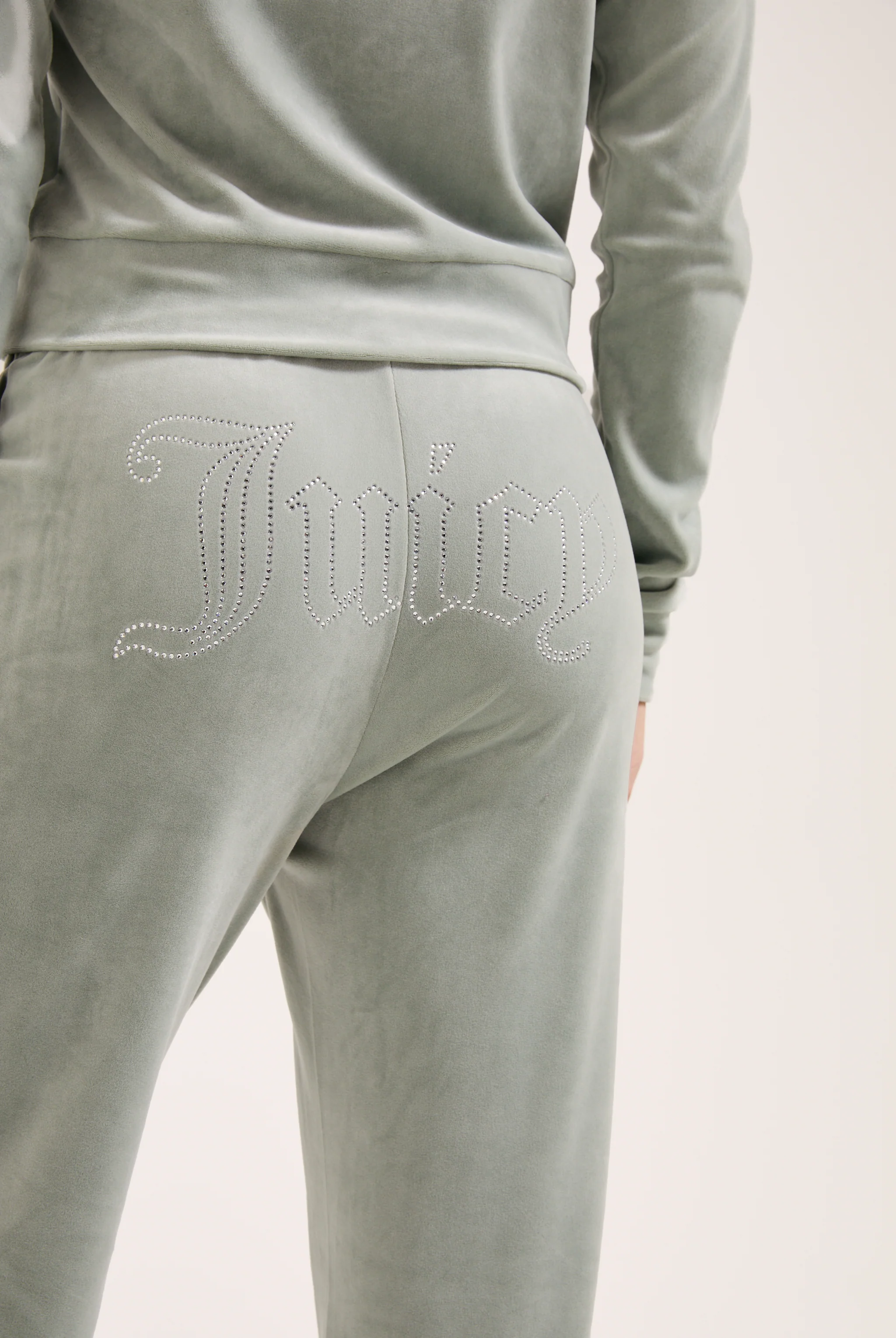 PURITAN GREY VELOUR OUTLINE DIAMANTÉ TRACKSUIT BOTTOM - Image 9