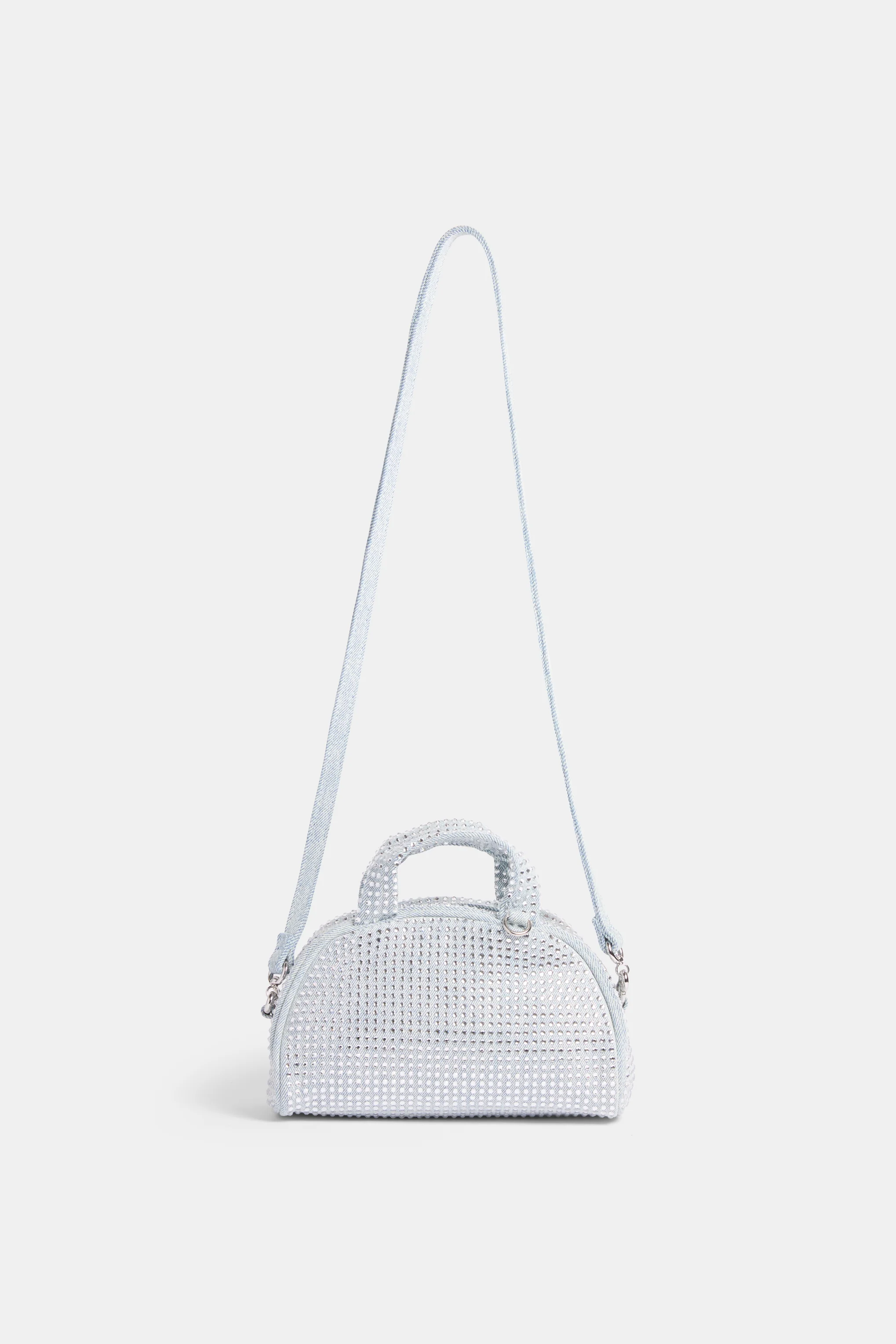 WASHED BLUE DENIM & DIAMANTÉ BOWLING HANDBAG - Image 7