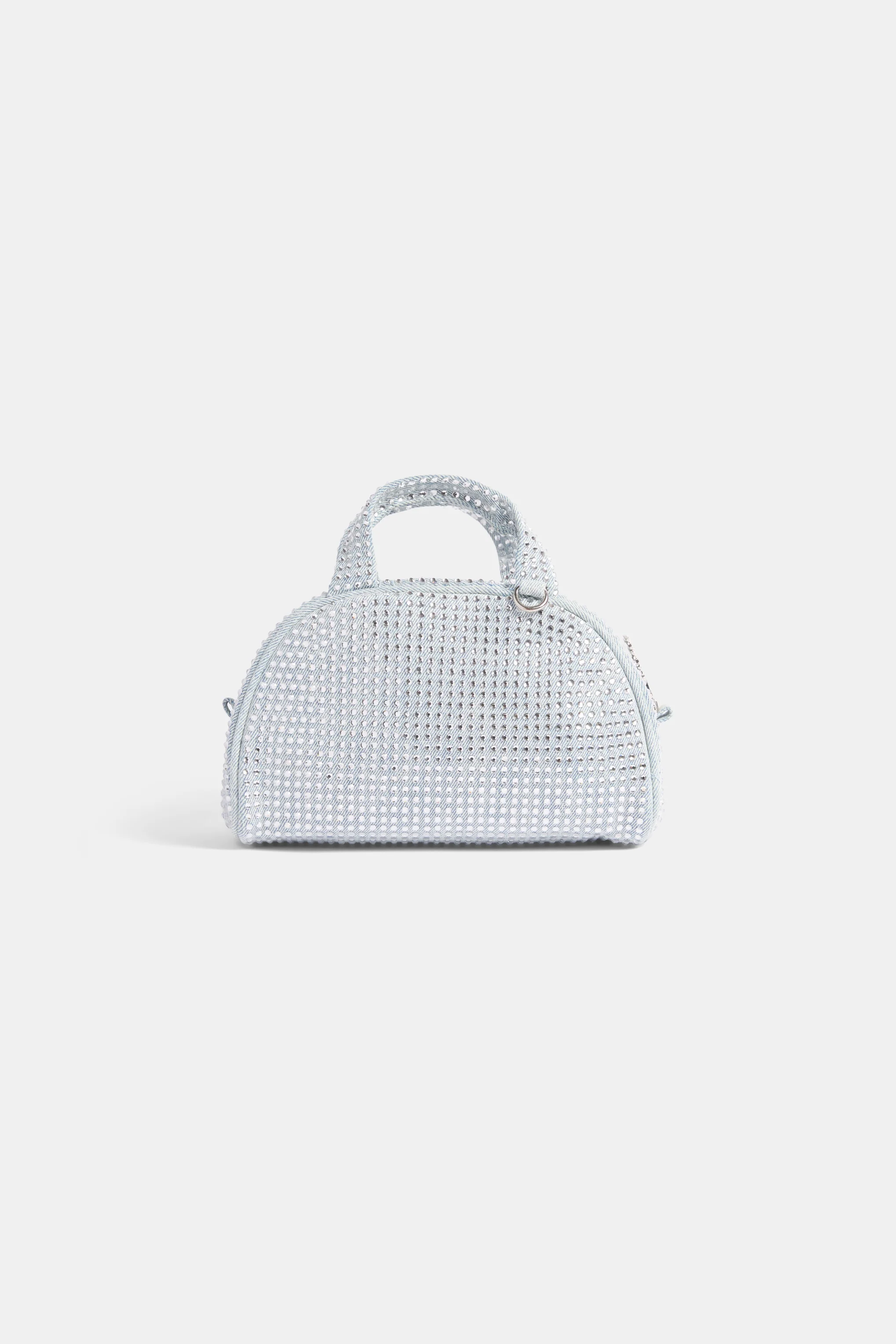 WASHED BLUE DENIM & DIAMANTÉ BOWLING HANDBAG - Image 9