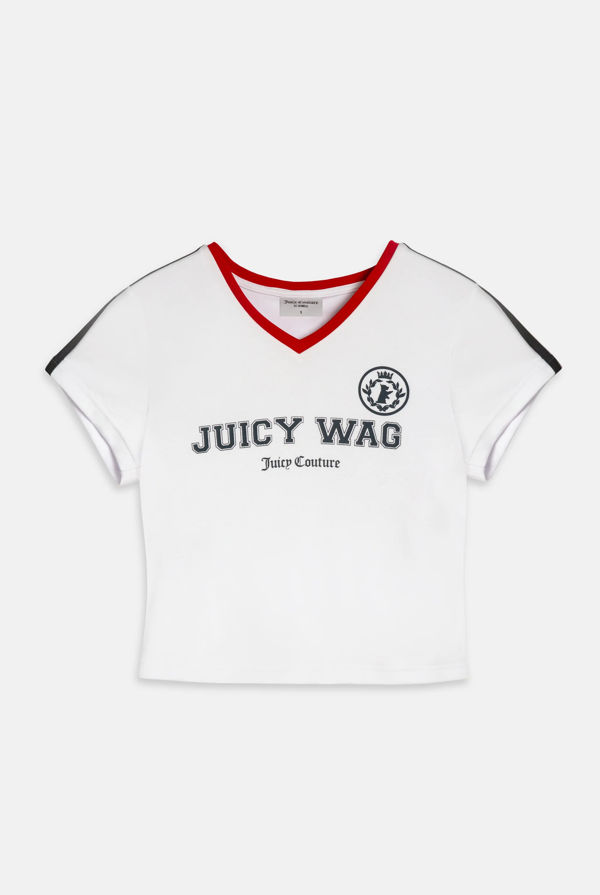 WHITE JUICY WAG V NECK T-SHIRT - Image 3